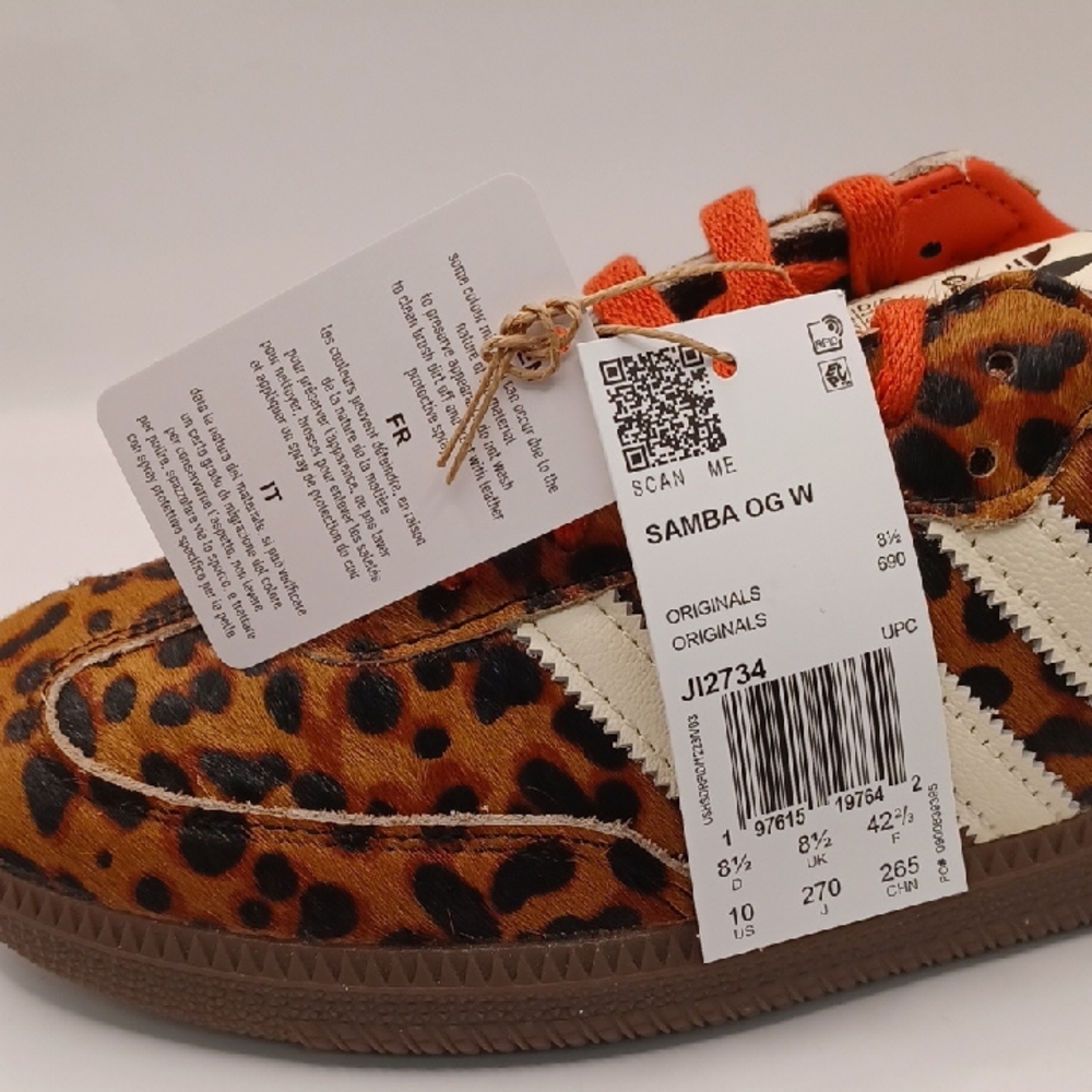 NEW Adidas Samba OG Cheetah Print Red/Creme Sneakers Womens Size 10 US JI2734 - Picture 8 of 16